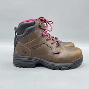 Wolverine Boots Women 6.5 Brown Leather Merlin Ankle Combat Slip Resistant Shoes